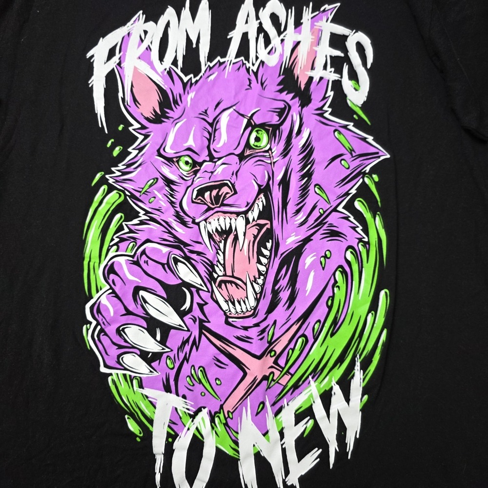 From Ashes To New Band  Shirt Mens XL Black Graphic Wolf Purple Nu Metal Rap Emo - Picture 7 of 7